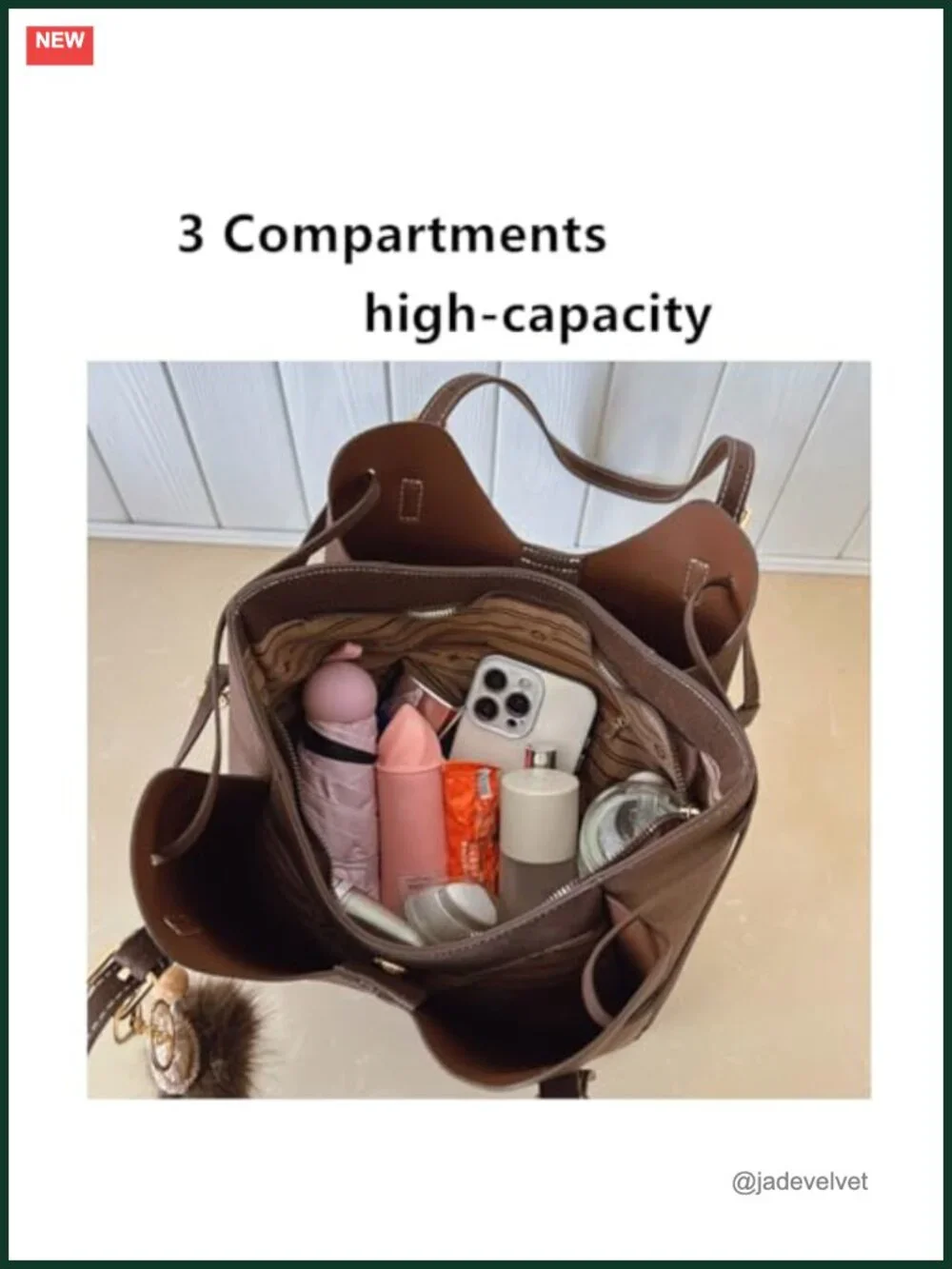 3 Compartment Faux Leather Hobo Satchel Work Bag with Wallet